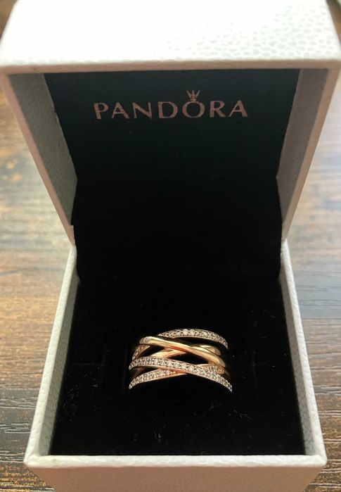 Inel Pandora cu zirconiu cubic, marime 53 placat cu aur roz, 14 K