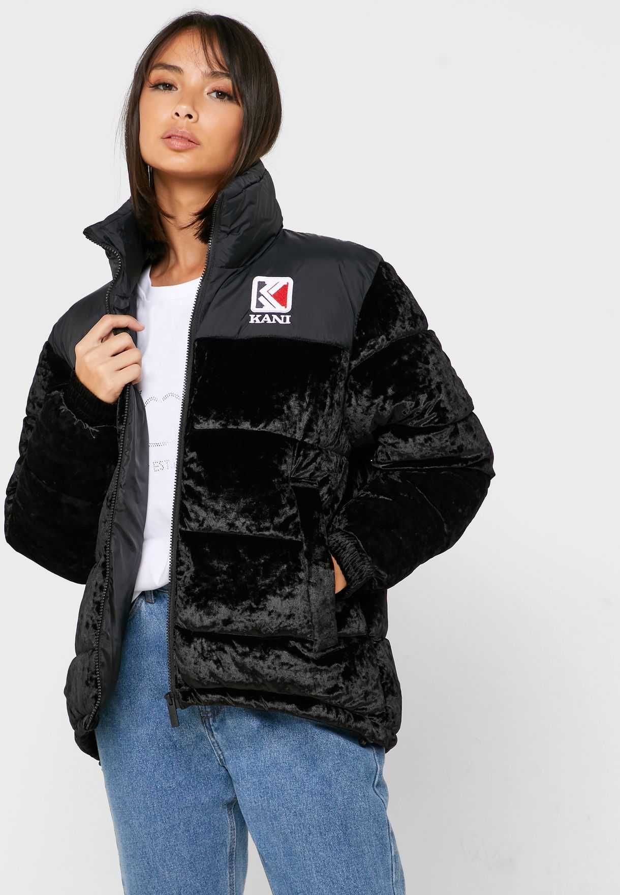 KARL KANI Retro Velvet Puffer Jacket дамско зимно яке - р.М