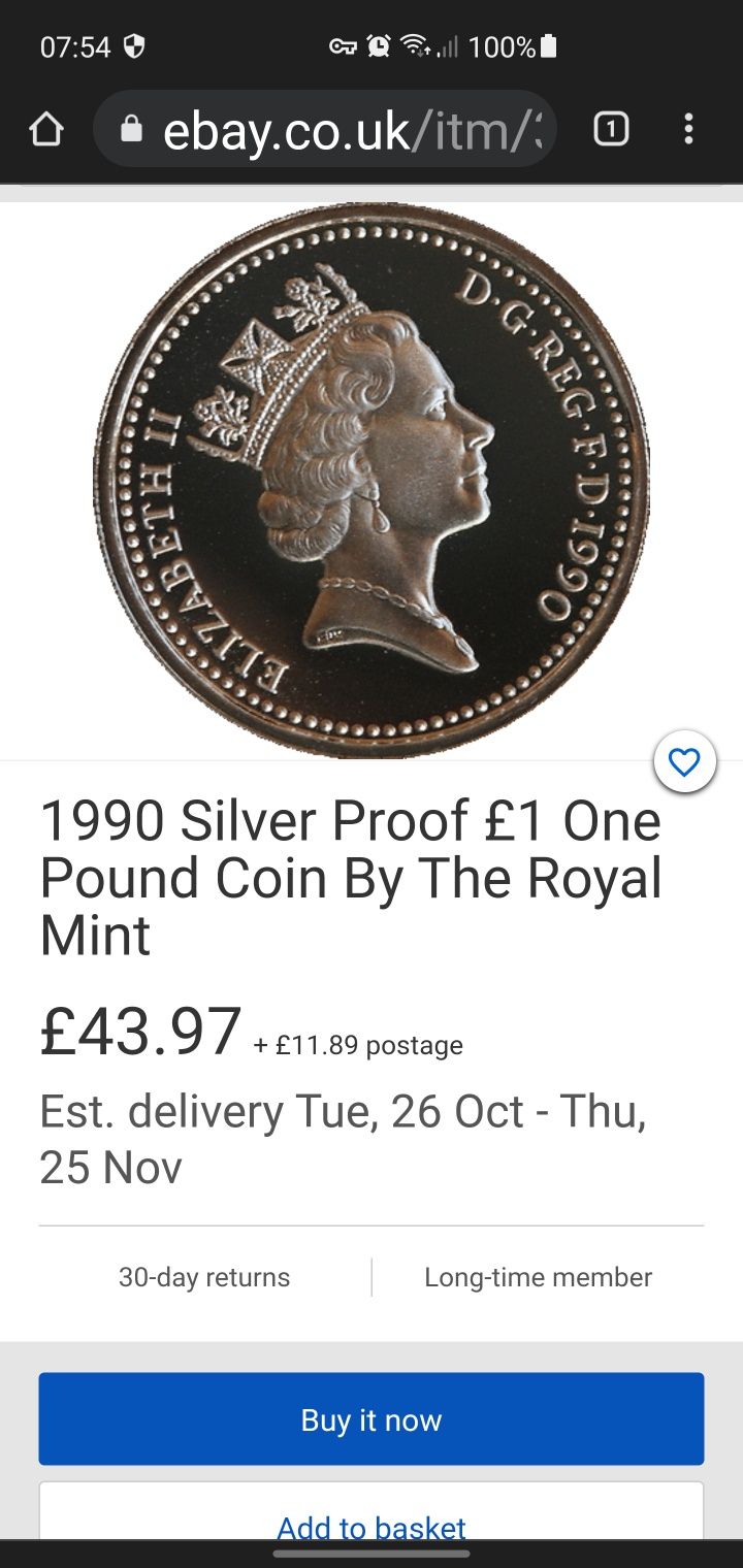 Moneda One Pound 1990 SILVER ( argint)o lira sterlina