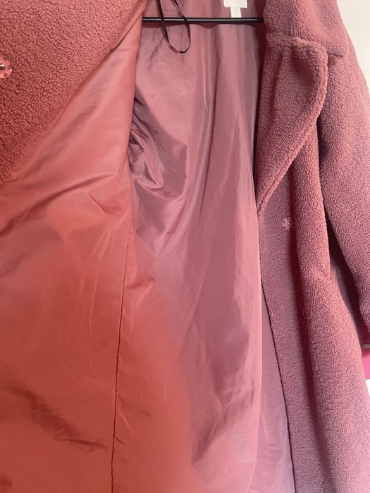 Дамско палто розово Teddy bear Zara Guess Bershka H&M Armani Gucci