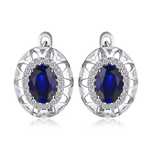 Cercei Luxury Blue Sapphire, Argint 925 placat cu aur alb 18k