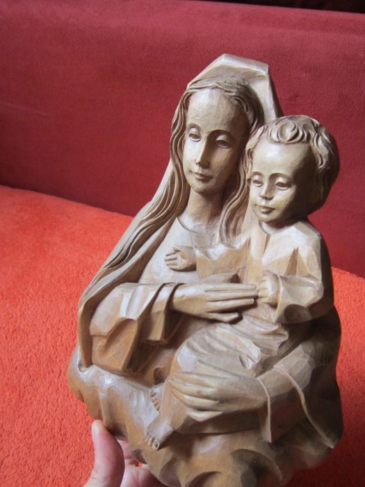 cadou rar sculpturi Madonna Sf Fecioara Maria cu pruncul &Rastignirea