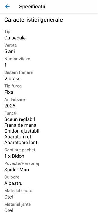 Bicicleta Spider Man roti de 16