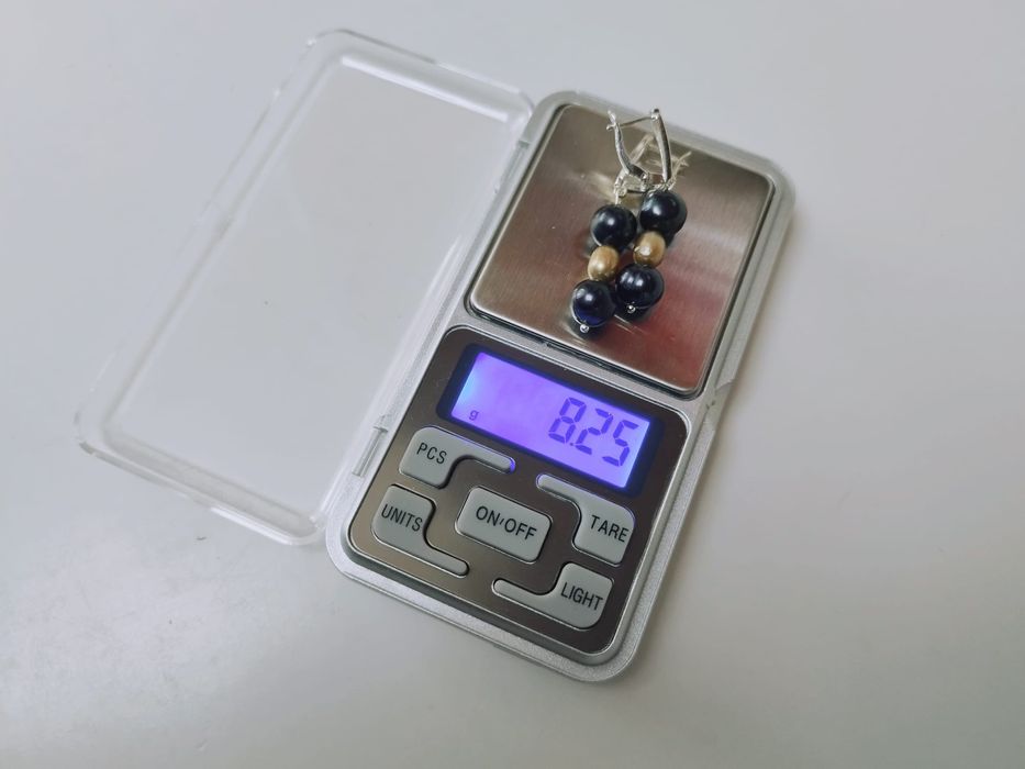 Cercei din argint 925 cu perle culoare neagra si maro, copii