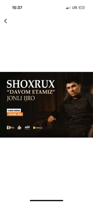 Shoxrux rep sahnaga yaqin joylardan qolimda 2ta bilet bor
