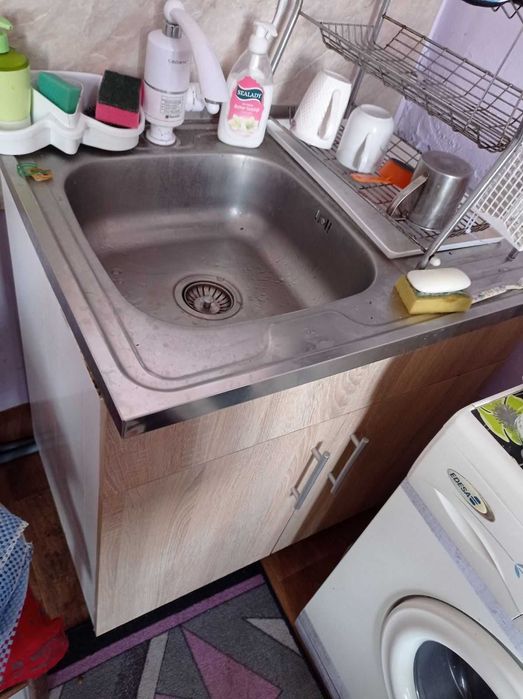 Кухненски шкаф с мивка алпака десен борд,цвят дъб сонома.