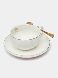 Чашка с блюдцем и ложкой, для чая-кофе | Likopcha qoshiq bilan