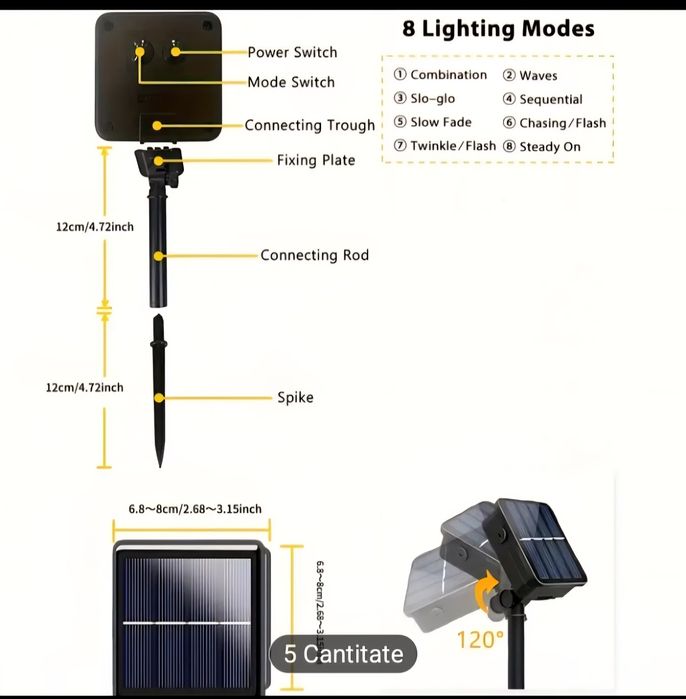 Instalatie brad Crăciun cu încărcare solara 7m NOUA