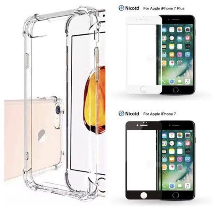 Husa Silicon Premium si Folie Sticla Safe Glass Iphone 7/8 Plus SE 16E