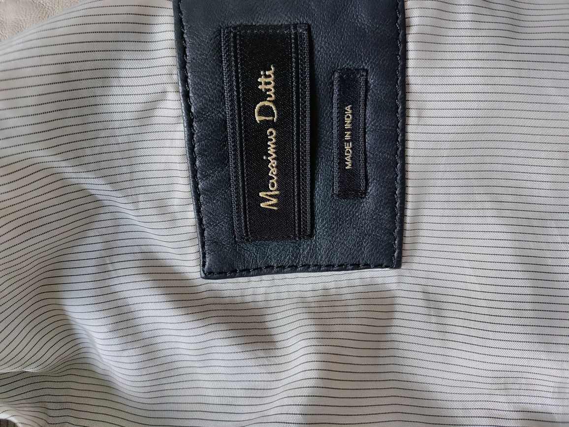 Jachetă damă neagră piele Massimo Dutti