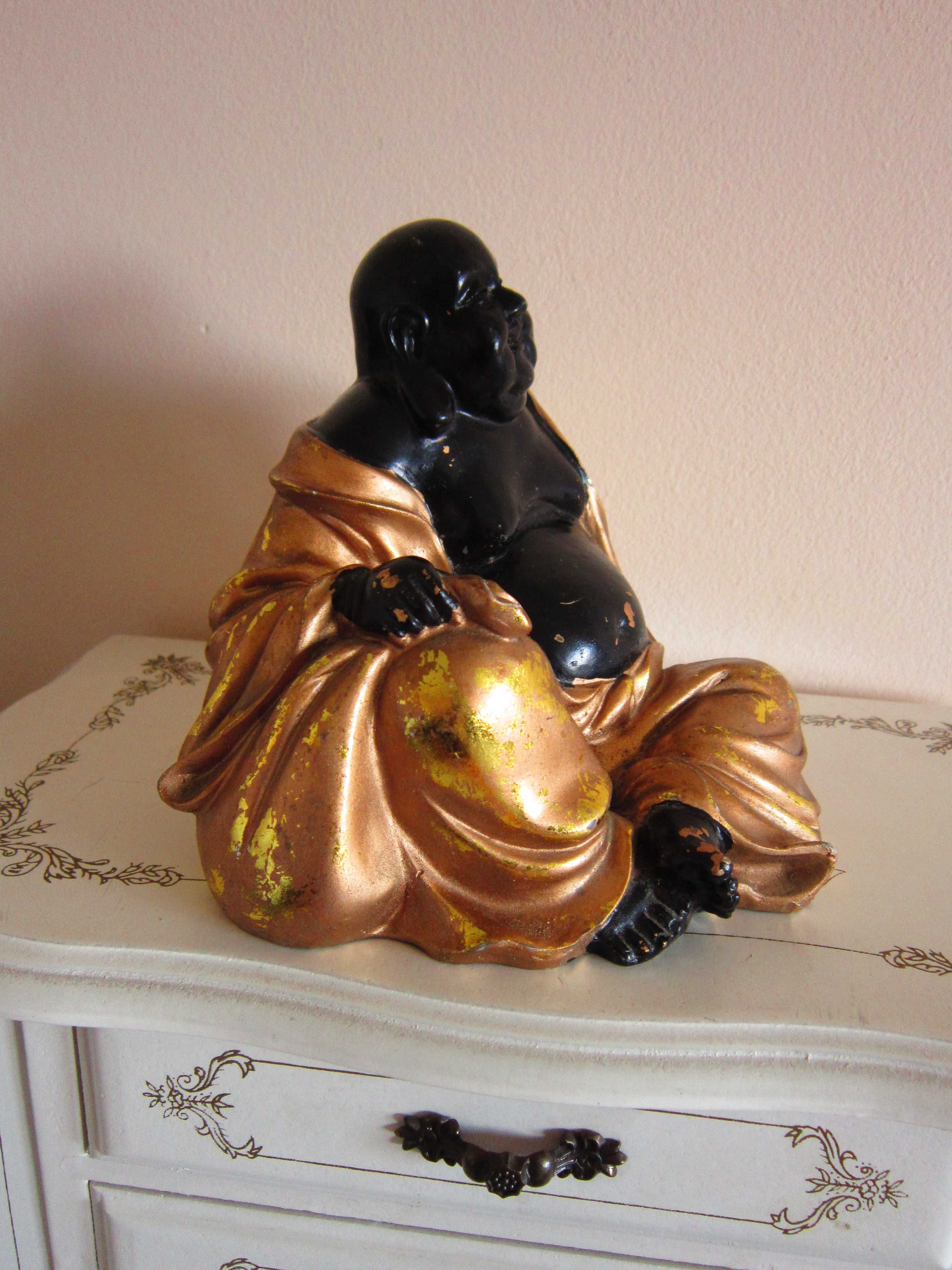 cadou rar Laughing Happy Golden Fat Buddha vintage feng shui