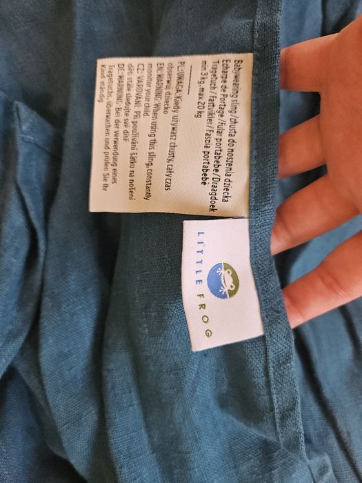 Слинг с халки Little Frog размер М (2,1m) 100% ЛЕН Deep Aqua