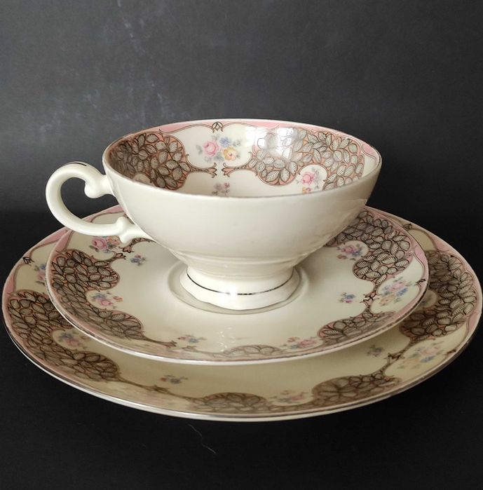 Баварски порцеланов троен сет за чай/дълго кафе