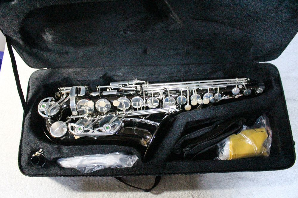 Saxofon Alto Karl Glaser NEGRU+ARGINTIU NOU curbat Saxophone Germania