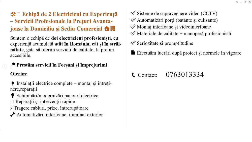 electrician Focșani