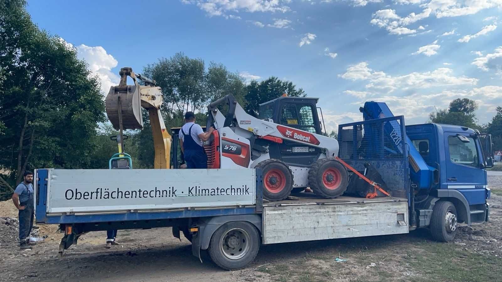 Transport marfă camion cu macara