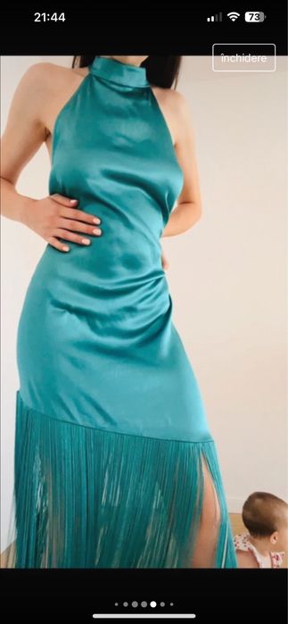 Rochie zara cu saptele gol si franjuri NOUA