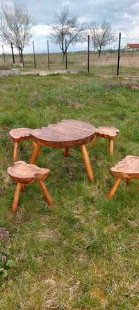 Măsuță rustică cu 4 scaune