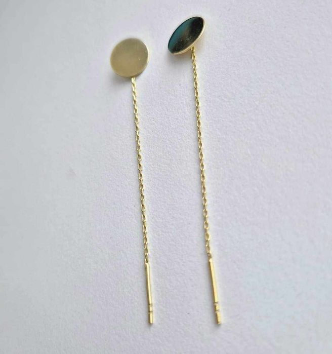 Cercei lungi argint suflat cu aur