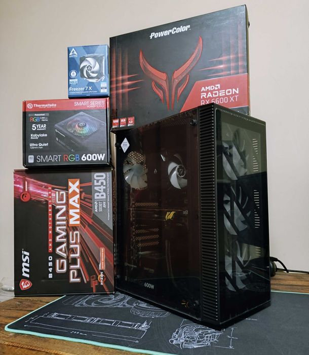 NEW Gaming PC Ryzen 7 5700X, RX 6600XT 16GB RAM, 512GB SSD - Гаранция