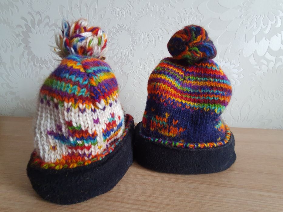 Caciula copii lana cu dublura de polar made in Nepal, handmade