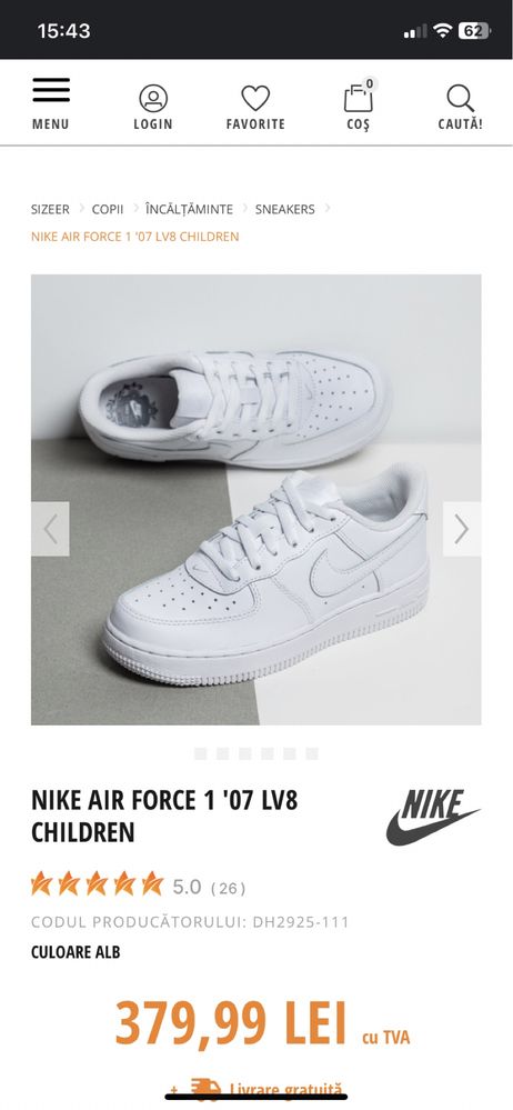Nike Air Force 1,marime 31,5