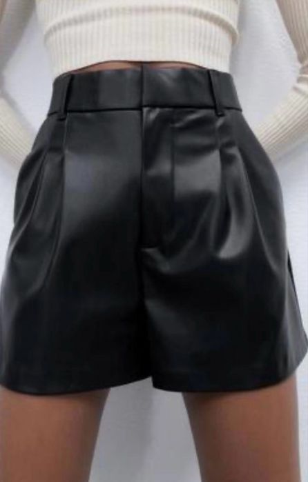 Шорты zara экокожа