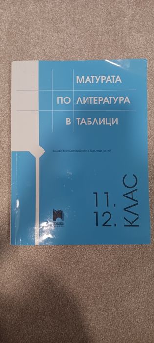Матура по литература в таблици за 11 и 12 клас