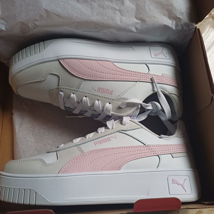 Adidasi puma fete albi cu roz nr 38