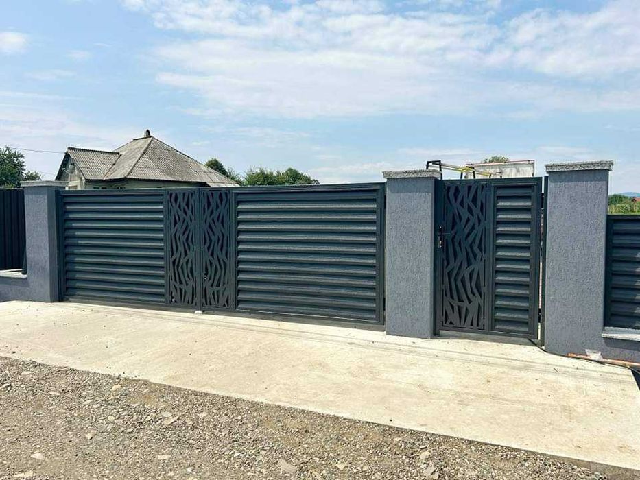 Garduri si porti din panou stil jaluzele, sipca metalica, plasa si BCA
