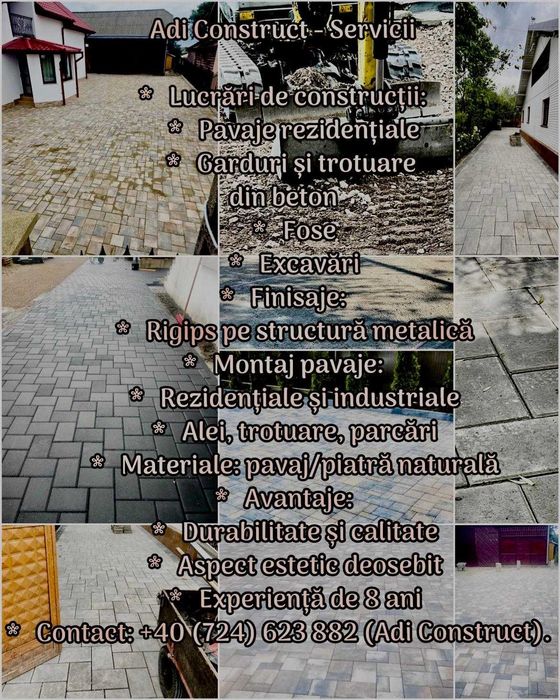 Adi executa lucrari pavaje escavari decopertari de la A la Z