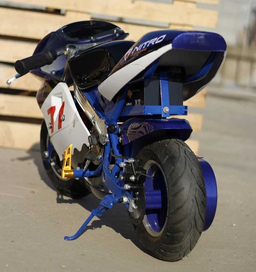 Mini Motocicleta electrica copii 5-9 ani Nitro Pocket Bike 1000W Blue