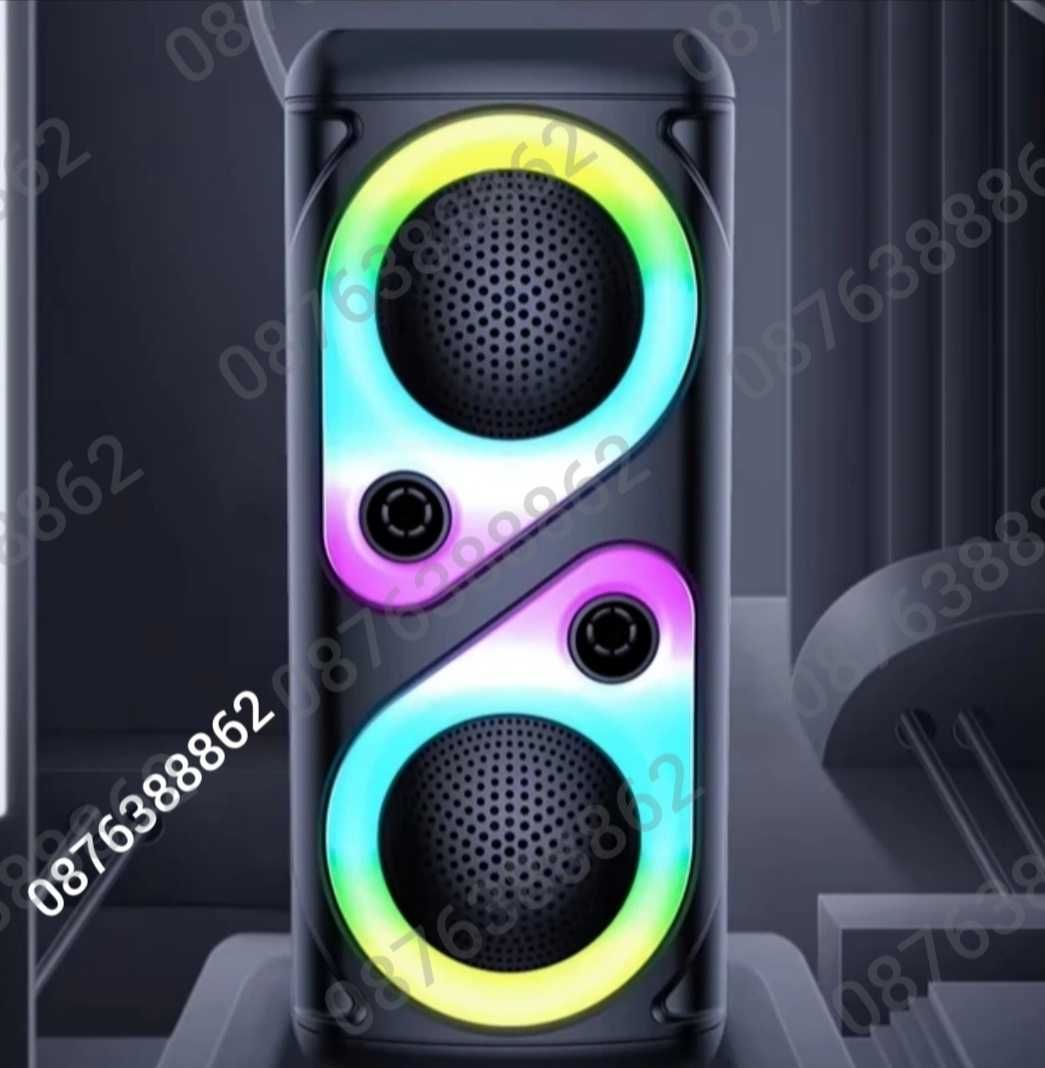 Преносима Bluetooth Тонколона  2х4”, с микрофон и динамични RGB ефекти