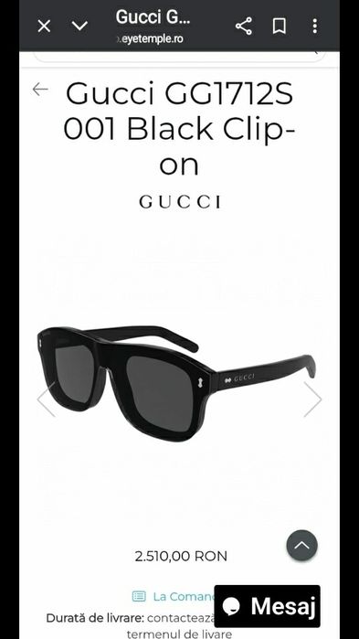 Rame Gucci GG 1712s 001 Black Clip-on