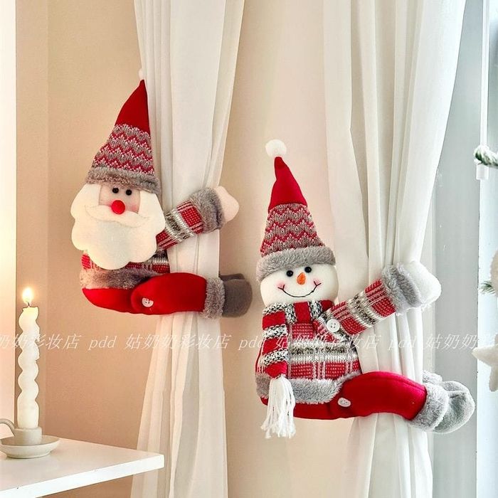 Новогодние держатели для штор “Санта и Снеговик”