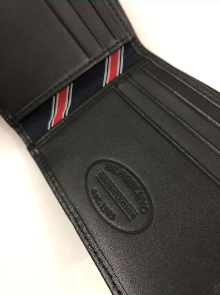 portofel tommy Hilfiger nou original negru piele naturala