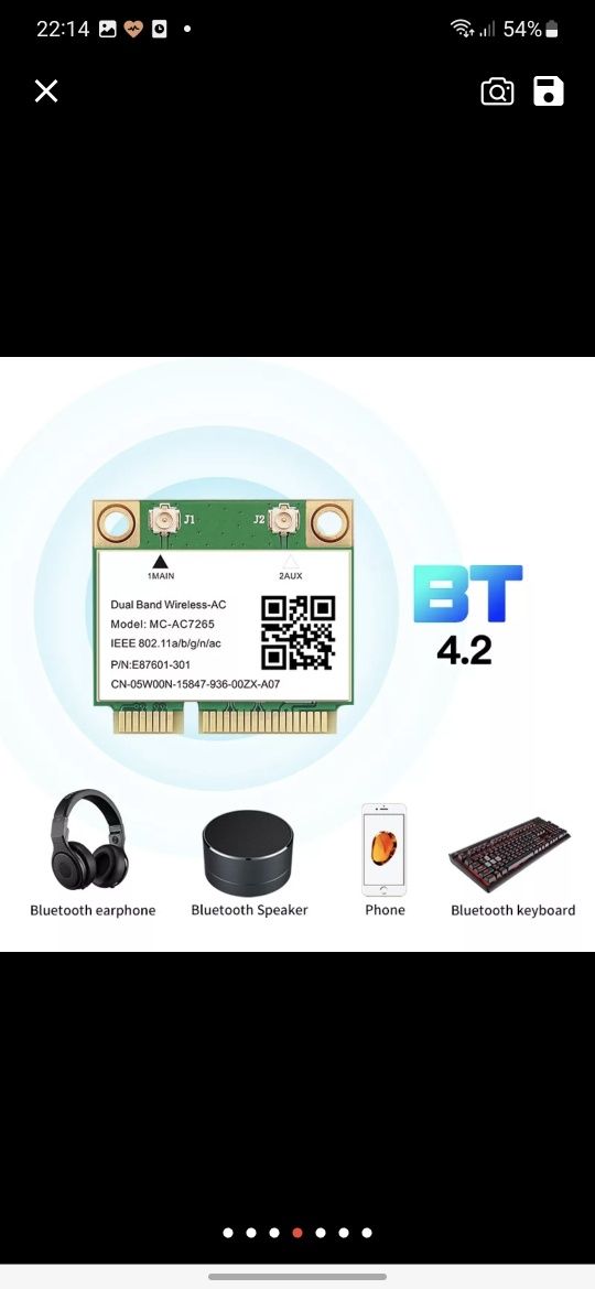Wifi модуль для ноутбука диапазон 2.4 и 5 ГГц. Bluetooth 4.2