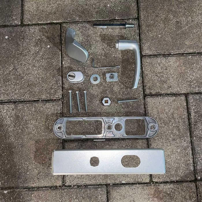 Set mânere ușă intrare Abus – Mobil/Fix cu șild – 92/118 mm