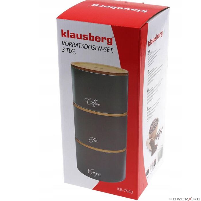 Set suport 3 in 1 pentru zahar, cafea si ceai, din otel, 13,5 x 13,5 x