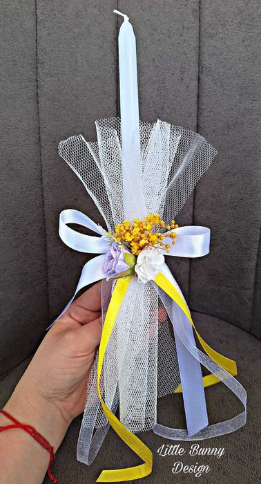 Украса за ритуални свещи - за сватба или кръщене