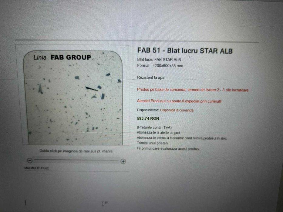 Vand blat bucatarie Fab Star alb si chiuveta Blanco Rondoval panzat