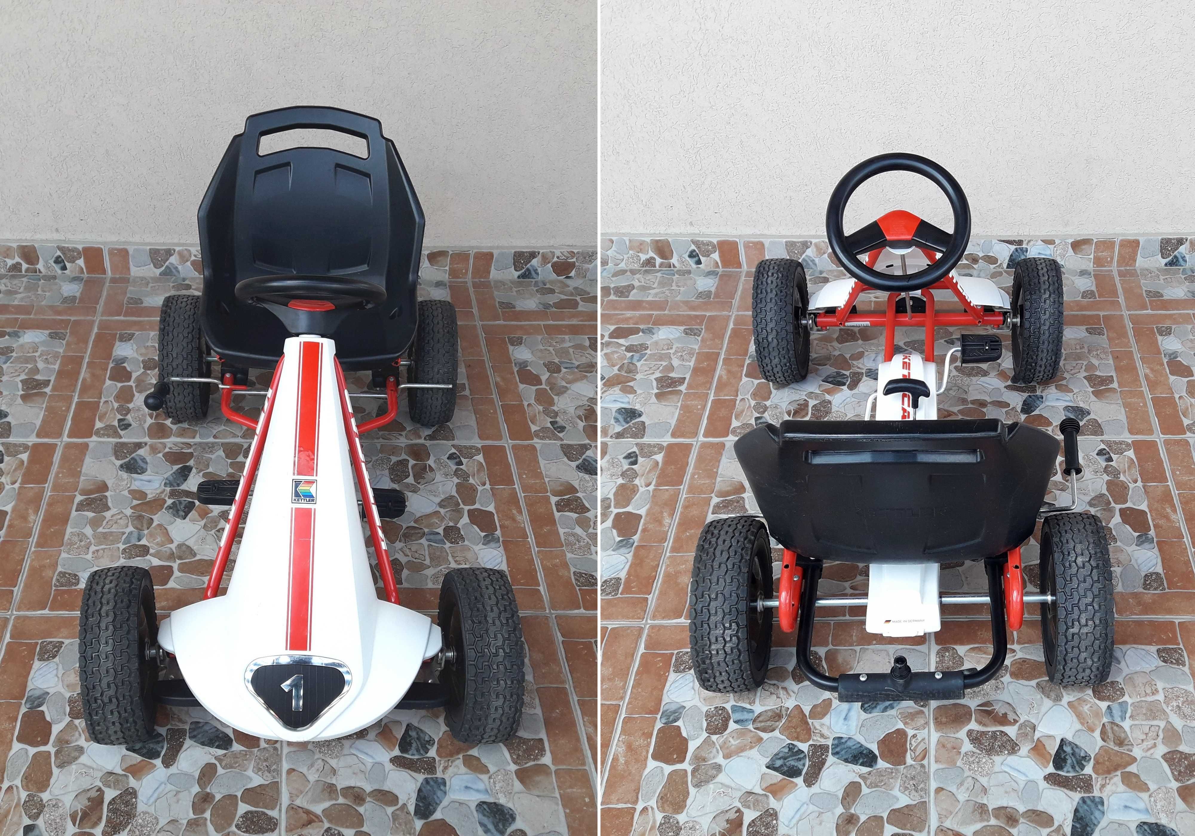 Cart (kart) cu pedale copii KETTLER Daytona Air, remorcă – alb/roșu