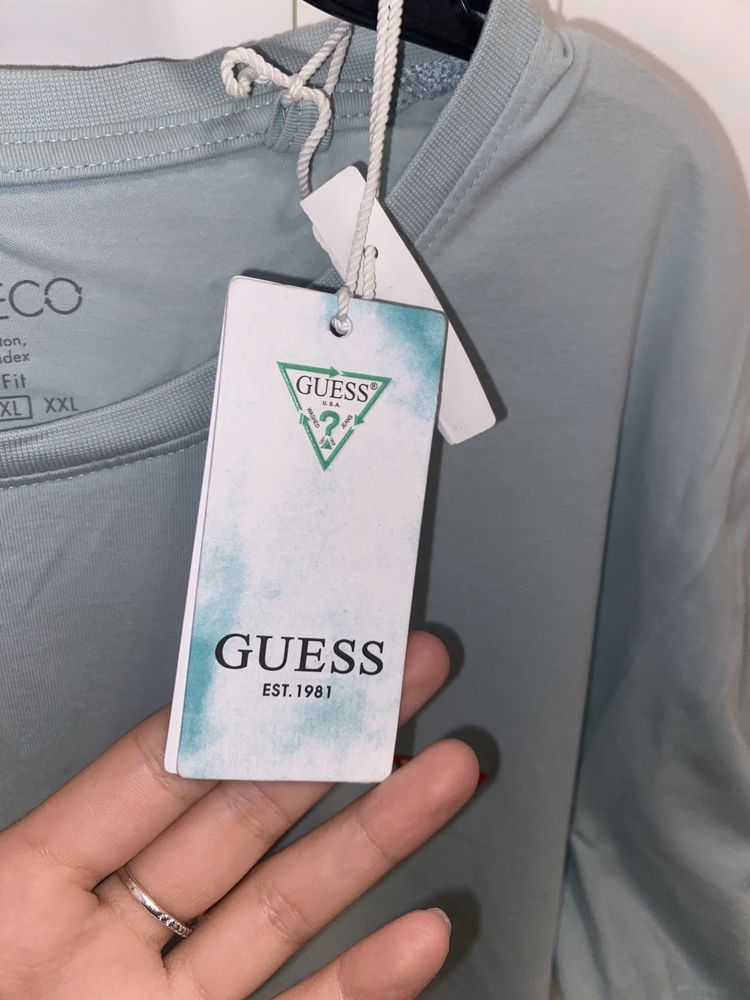 Tricou guess mint green cu eticheta