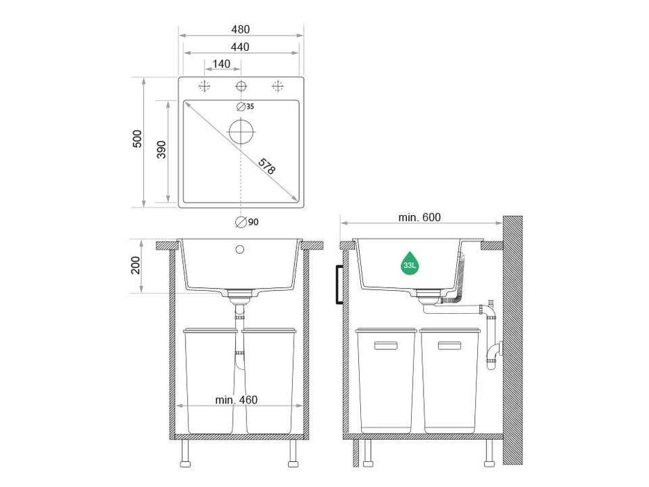 ПРОМО КОМПЛЕКТ ВСИЧКО КУХНЯТА САМО 456лв мивка+смесит+сиф+доза+кош чер
