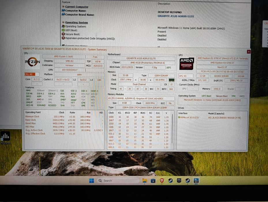 PC Gaming Ryzen 5 5600 / RX 6700 XT / 32GB RAM / SSD 240GB