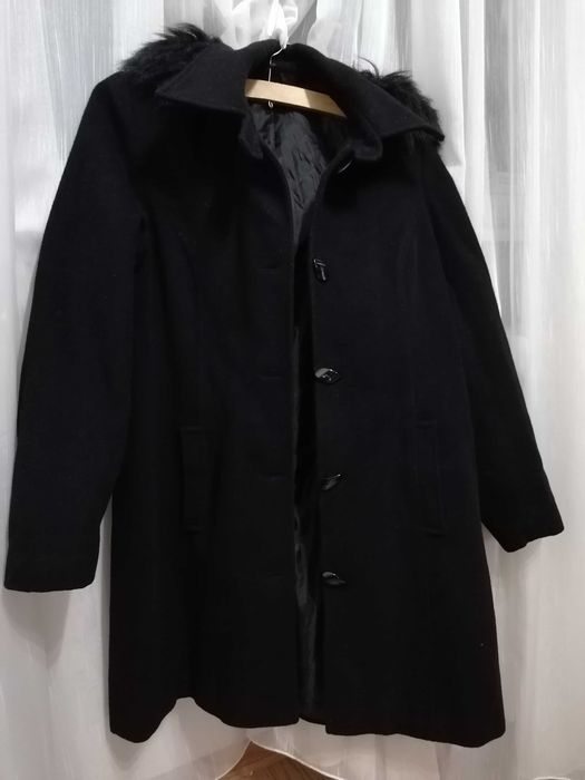 Palton pentru femei cu gluga detasabila cu blanita