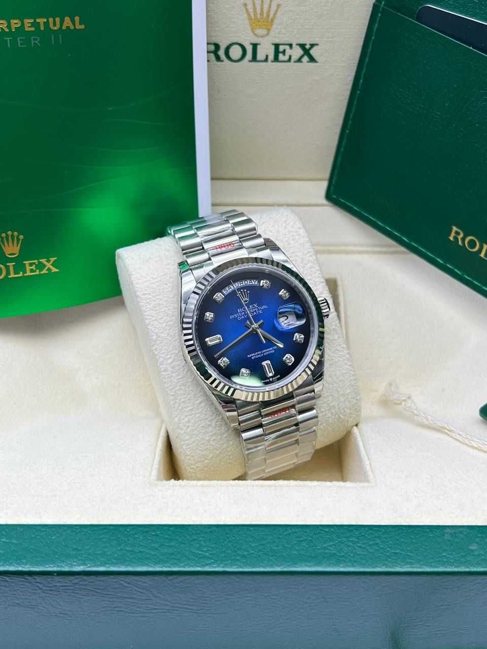 Rolex Day-Date 36mm Blue Dial Diamond Bezel and classic