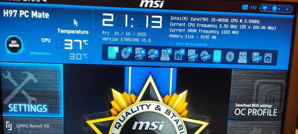 KIT I5 4690K + MSI H97 PC Mate + 8GB DDR3 1600 Corsair Vengeance