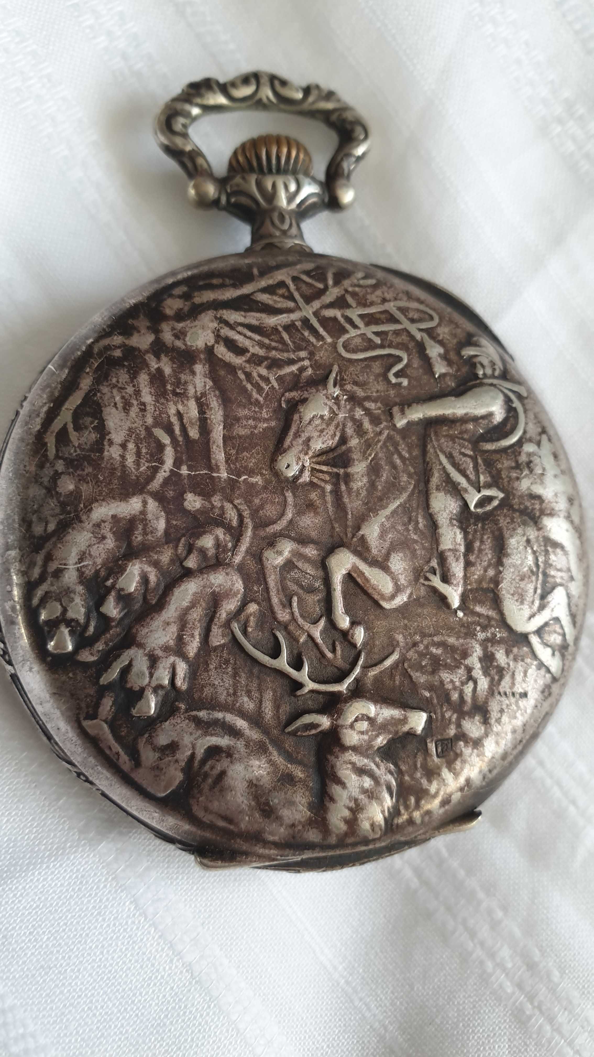 Швейцарски уникален джобен часовник с 24-часов циферблат, около 1905