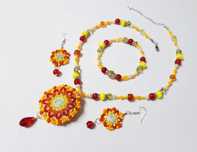 Seturi handmade unicat Sunset colors si Blue sky cu pandantive rotunde
